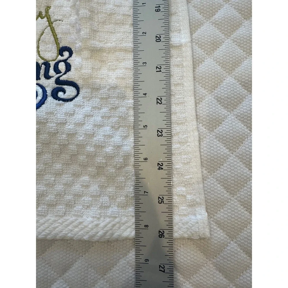 Wealuxe Collection embroidered White Waffle Weave Cotton Hand Towel